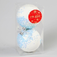 Набор шаров пластик d-8 см, 2 шт "Зимнее сияние" бело-голубой Набор шаров пластик d-8 см, 2 шт "Зимнее сияние" бело-голубой