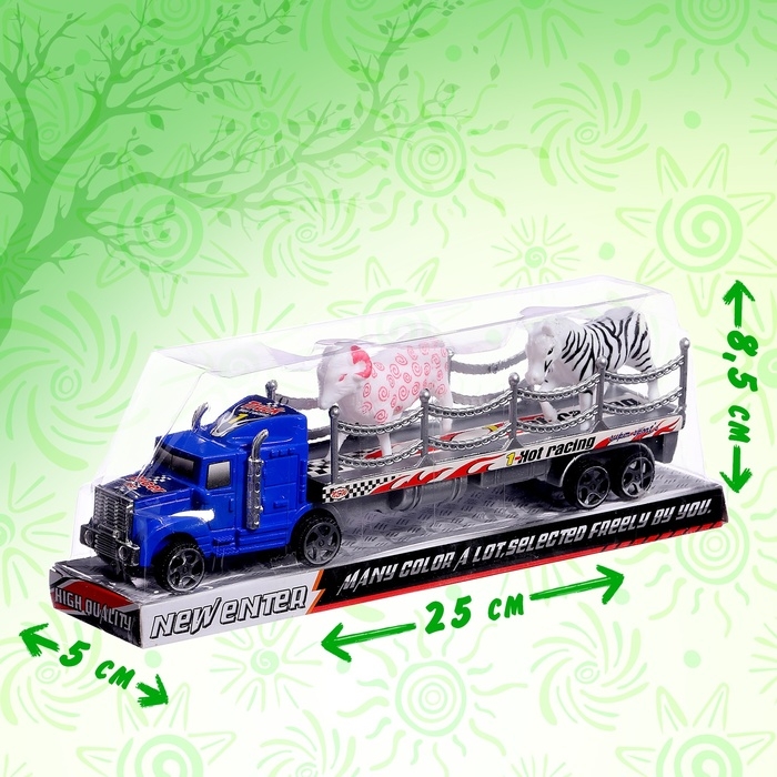 Грузовик инерционный «Зооперевозчик», 2 фигурки животных, МИКС Грузовик инерционный «Зооперевозчик», 2 фигурки животных, МИКС