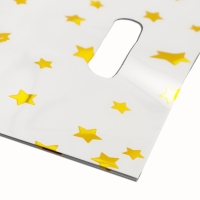 Набор подарочных пакетов, металлизированныей, "Звездочки" белый 17х25 см , 20 микрон 10 шт набор Набор подарочных пакетов, металлизированныей, "Звездочки" белый 17х25 см , 20 микрон 10 шт набор
