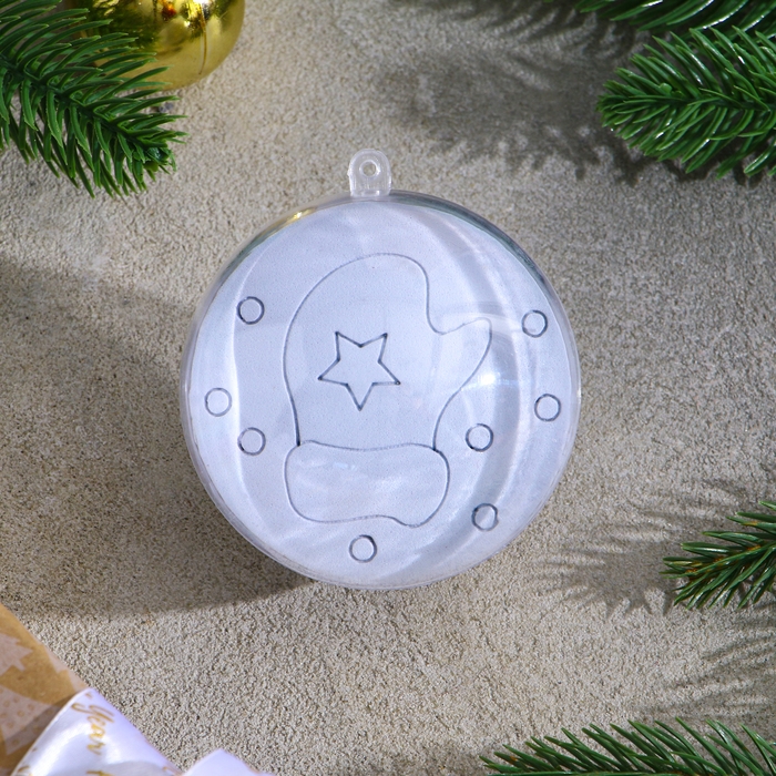 Ёлочное украшение под раскраску «Варежка» размер: 8 см; 2 шт., кисть Ёлочное украшение под раскраску «Варежка» размер: 8 см; 2 шт., кисть