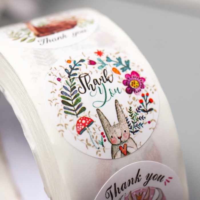 Наклейка бумага Наклейка бумага "Милые животные" d=2,5 см 500 шт в рулоне 3х6,5х6,5 см