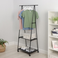 Вешалка - стойка напольная для одежды LaDо́m &laquo;Лофт&raquo;, с двумя полками, 55&times;45&times;157 см, цвет чёрный