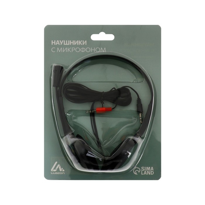 Наушники с микрофоном Luzon RX-13, накладные, кабель 2хJack 3.5, 1.5 м, черный