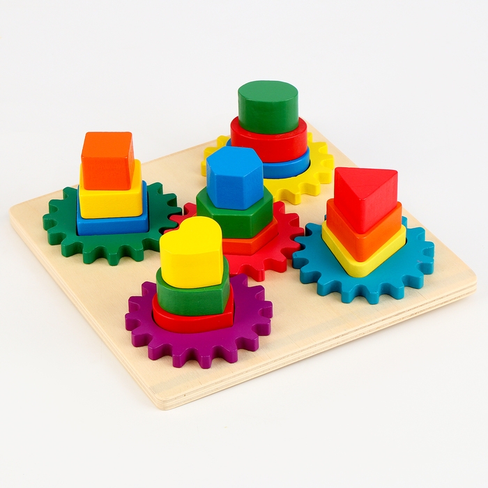 Деревянная пирамидка &laquo;Шестерёнка&raquo; 23,5 &times; 23,5 &times; 8 см