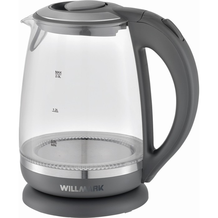 Чайник электрический WILLMARK WEK-2005G, стекло, 2 л, 2200 Вт, LED-подсветка, серый Чайник электрический WILLMARK WEK-2005G, стекло, 2 л, 2200 Вт, LED-подсветка, серый