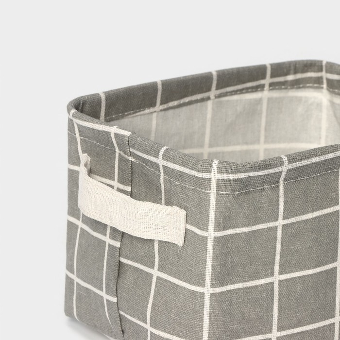 Корзинка для мелочей Доляна &laquo;Клеточка&raquo;, с ручками, 20&times;17&times;13 см, цвет серый
