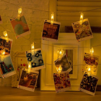 Гирлянда &laquo;Нить&raquo; 5 м с насадками &laquo;Прищепки&raquo;, IP20, прозрачная нить, 30 LED, свечение тёплое белое, 8 режимов, 220 В