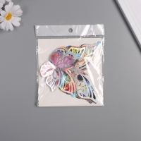 Наклейка бумага, пластик "Бабочки, цветные пятна" серебро набор 12 шт 12 см, 10 см 8 см