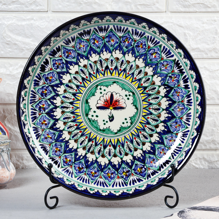 Ляган Риштанская Керамика Ляган Риштанская Керамика "Узоры", 28 см, синий