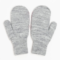 Новый год. Варежки двойные детские, цвет серый/пингвин, размер 10 (0-3 года)