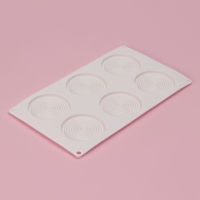 Форма для муссовых десертов и выпечки Доляна «Гипноз», силикон, 30×17,5×0,5 см, 6 ячеек (d=7,7 см), цвет белый Форма для муссовых десертов и выпечки Доляна «Гипноз», силикон, 30×17,5×0,5 см, 6 ячеек (d=7,7 см), цвет белый