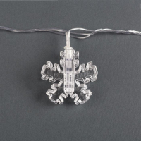 Гирлянда &laquo;Нить&raquo; 4.5 м с насадками &laquo;Прищепки-снежинки&raquo;, IP20, прозрачная нить, 20 LED, свечение тёплое белое, 220 В