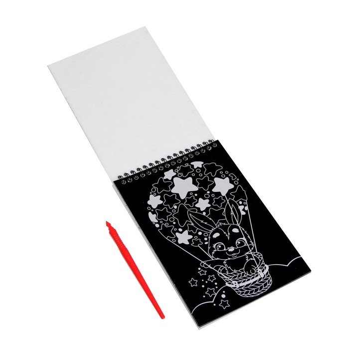 Блокнот лунная гравюра - раскраска на новый год &laquo;С Новым годом&raquo; Зайчики, 14.8х21 см