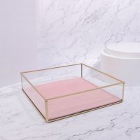 Органайзер для хранения «PINK RIPPLES», стеклянный, 1 секция, 24 × 24 × 6,5 см, цвет прозрачный/медный/розовый Органайзер для хранения «PINK RIPPLES», стеклянный, 1 секция, 24 × 24 × 6,5 см, цвет прозрачный/медный/розовый