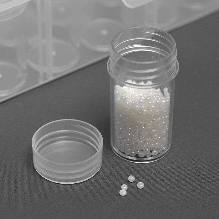 Набор баночек для рукоделия, 60 шт, d = 2,5 &times; 4,8 см, в контейнере, 28 &times; 17 &times; 5,5 см, цвет прозрачный
