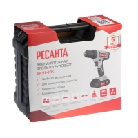 Дрель-шуруповерт "Ресанта" ДА-18-2ЛК, 18 Вт, 2х2 Ач, Li-Ion, 50 Нм, 400/1400 об/мин Дрель-шуруповерт "Ресанта" ДА-18-2ЛК, 18 Вт, 2х2 Ач, Li-Ion, 50 Нм, 400/1400 об/мин