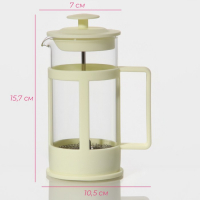 Чайник заварочный френч - пресс Доляна &laquo;Классика&raquo;, 350 мл, стекло, цвет молочный