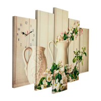 Часы-картина настенные, модульные "Ваза с цветами", бесшумные, 80 х 140 см