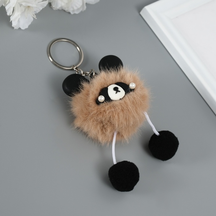 Пушистик на кольце Пушистик на кольце "Панда модник" коричневый 9х6х6 см