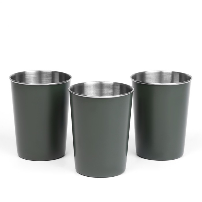 Набор кемпинговых стаканов Набор кемпинговых стаканов "Мастер К.", 320 мл, 3 шт, зелёный