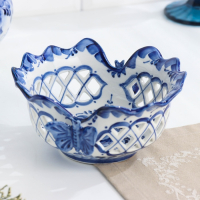 Конфетница &laquo;Бабочки&raquo;, 15&times;15&times;8 см, ажурная, гжель