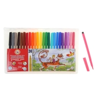 Фломастеры трехгранные 24 цвета "Звери", европодвес Фломастеры трехгранные 24 цвета "Звери", европодвес