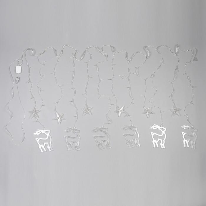 Гирлянда &laquo;Бахрома&raquo; 2.4 &times; 0.9 м с насадками &laquo;Олень&raquo;, IP20, прозрачная нить, 138 LED, свечение мульти, 8 режимов, 220 В