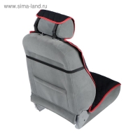 Накидка на переднее сиденье, велюр, размер 55 х 150 см, черный с красным кантом