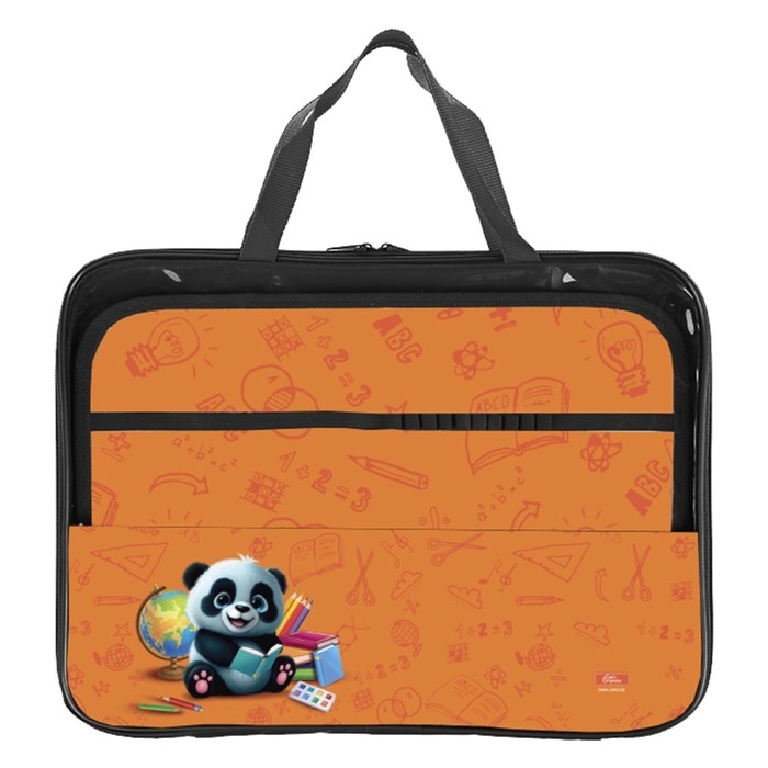 Папка для труда А4, 335 х 260 х 60 мм, с ручками текстиль, ПВХ, Calligrata Папка для труда А4, 335 х 260 х 60 мм, с ручками текстиль, ПВХ, Calligrata "Панда"