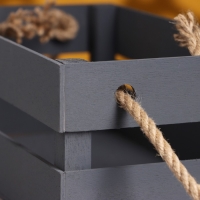 Кашпо деревянное 24.5×13.5×9 см "Двушка Лайт" реечное, ручка верёвка, серый Дарим Красиво Кашпо деревянное 24.5×13.5×9 см "Двушка Лайт" реечное, ручка верёвка, серый Дарим Красиво