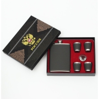 Подарочный набор 6 в 1: фляжка 270 мл, 4 стопки по 40 мл, воронка Подарочный набор 6 в 1: фляжка 270 мл, 4 стопки по 40 мл, воронка