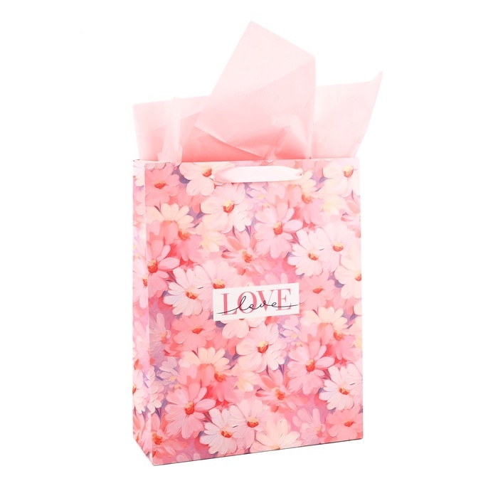 Пакет ламинированный двухсторонний &laquo;Цветы&raquo;, с тишью и открыткой, L, 40 &times; 31 &times; 11,5