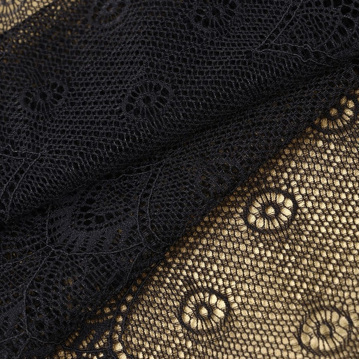 Кружевная эластичная ткань, 190 мм &times; 2,7 &plusmn; 0,5 м, цвет чёрный