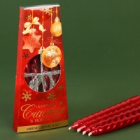 Новогодние свечи витые &laquo;Новый год: Счастья в Новом году&raquo;, без аромата, набор 4 шт, высота 15 см