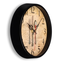 Часы настенные, d-20 см, кухонные, "Приборы", бесшумные Часы настенные, d-20 см, кухонные, "Приборы", бесшумные