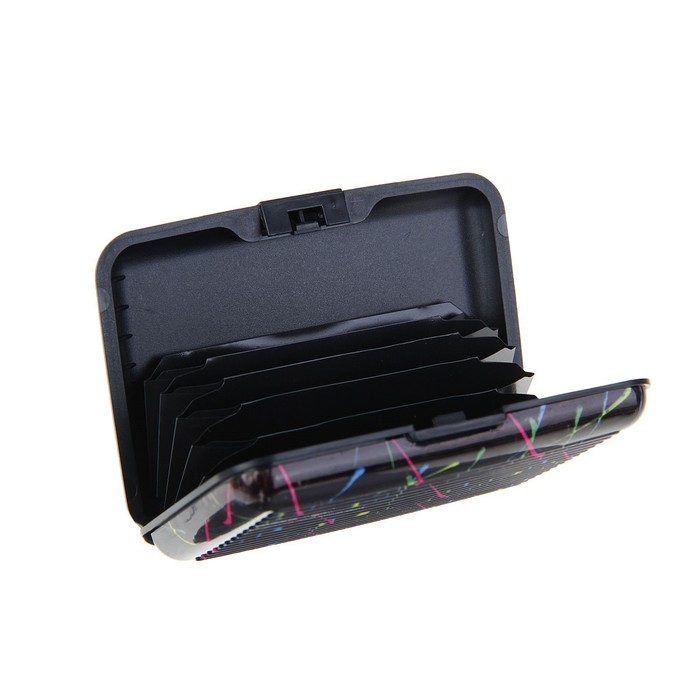 Визитница пластиковая, поверхность алюминиевая, 7 отделений внутри, МИКС Визитница пластиковая, поверхность алюминиевая, 7 отделений внутри, МИКС