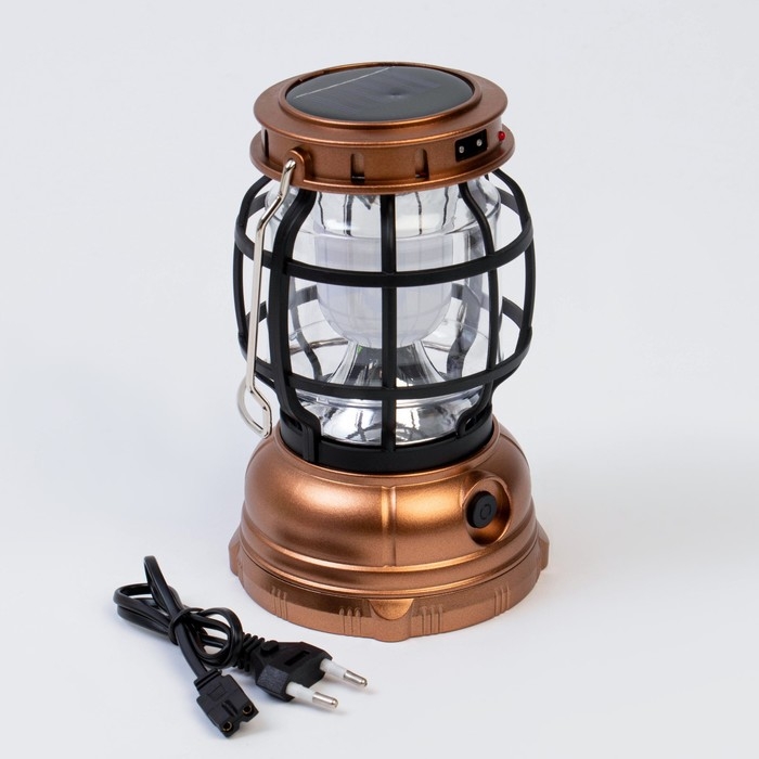 Фонарь кемпинговый аккумуляторный, 700 мАч, LED, SMD, 2 режима, солнечная батарея, от сети Фонарь кемпинговый аккумуляторный, 700 мАч, LED, SMD, 2 режима, солнечная батарея, от сети