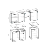 Кухня Варя 2200х600 сонома + белый