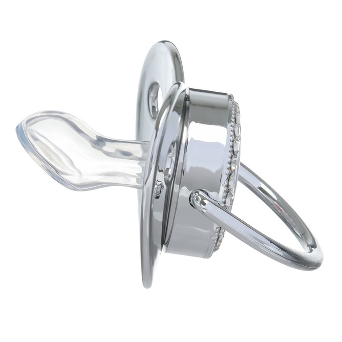 Соска - пустышка силиконовая ортодонтическая «Мишка», от 12 мес., с колпачком, цвет серебро, стразы Соска - пустышка силиконовая ортодонтическая «Мишка», от 12 мес., с колпачком, цвет серебро, стразы