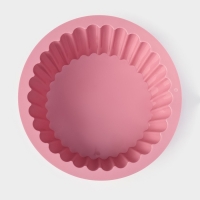 Форма для выпечки Доляна &laquo;Рифленый круг&raquo;, силикон, 19&times;19&times;8,5 см, цвет розовый