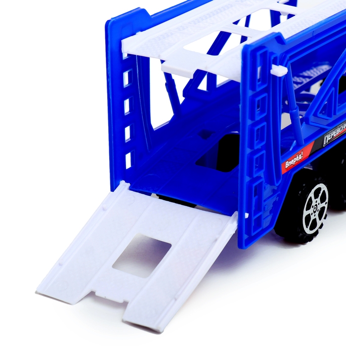 Грузовик &laquo;Автовоз&raquo;, инерционный, с 4 машинами, цвет синий