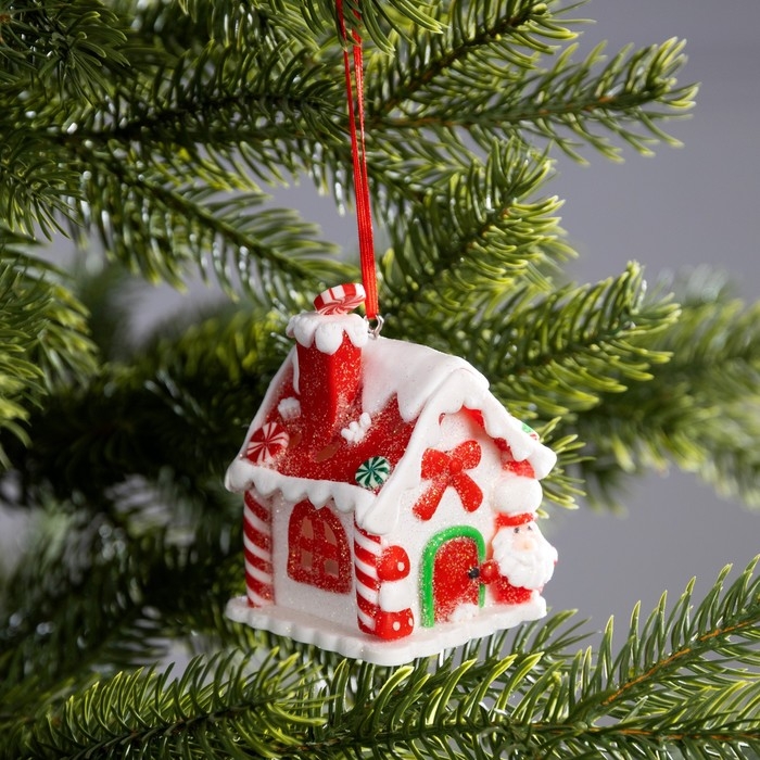 Ёлочная игрушка &laquo;Имбирный домик&raquo; 6 &times; 8,5 &times; 5.5 см, от батареек, свечение тёплое белое