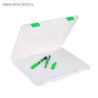 Папка для документов А4, с зелеными защелками, 230 х 305 х 23 мм, прозрачный корпус Папка для документов А4, с зелеными защелками, 230 х 305 х 23 мм, прозрачный корпус