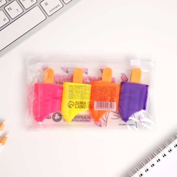 Набор текстовыделителей &laquo;Вкусняшки для настоящей няшки&raquo;, МИКС 4 штуки.