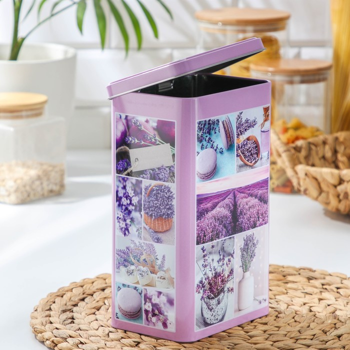 Банка с крышкой для сыпучих продуктов &laquo;Лаванда-3&raquo;, 2,7 л, 9,5&times;21,5 см, прямоугольная