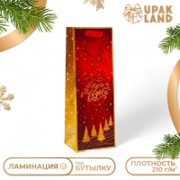 Новый год. Пакет подарочный новогодний под бутылку &laquo;Верь в чудеса&raquo;, 13 x 36 x 10 см.