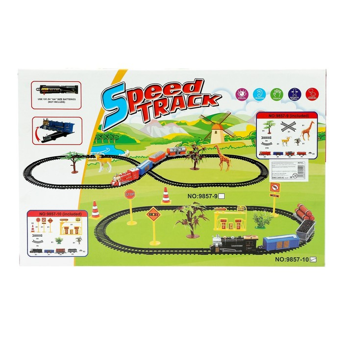 Железная дорога «Паровоз», работает от батареек, МИКС Железная дорога «Паровоз», работает от батареек, МИКС