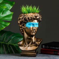 Кашпо - органайзер "Бюст Давида с маской" большой, бронза, бирюзовый, 28см Кашпо - органайзер "Бюст Давида с маской" большой, бронза, бирюзовый, 28см