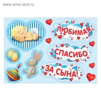 Набор магнитов на авто &laquo;Любимая, спасибо за сына!&raquo;, на выписку