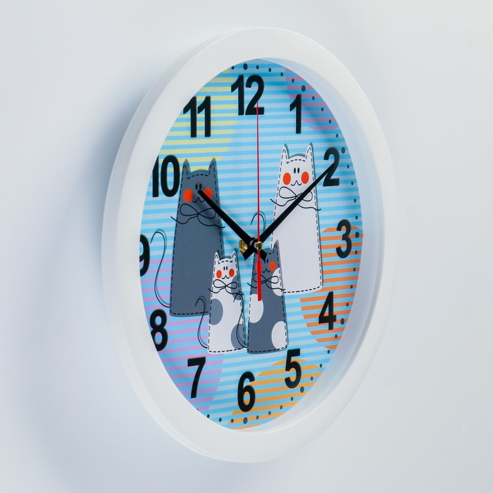 Часы настенные, d-28 см, детские, "Кошки", бесшумные
